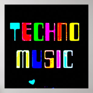 Techno Music Herz Poster