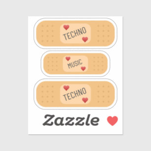 Techno music Patch / bandaid, Techno heilt Wunden Aufkleber