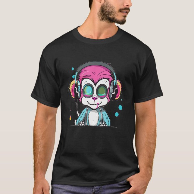 Techno-Party-Affe EDM Rave T-Shirt (Vorderseite)