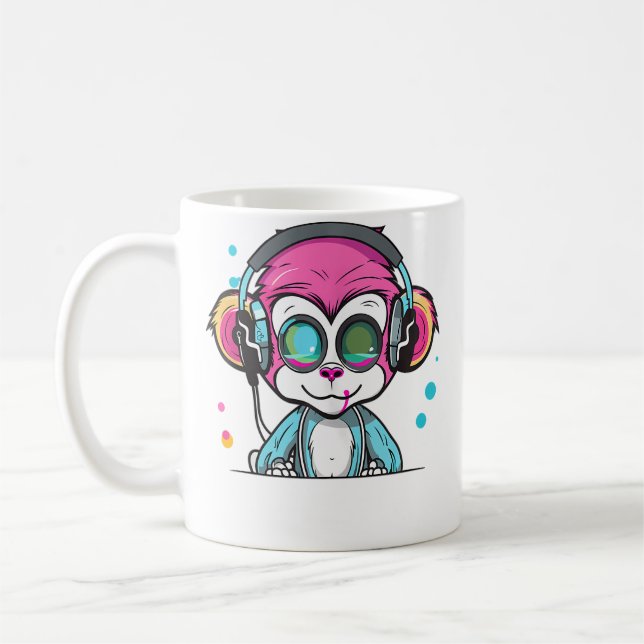 Techno Party Monkey Edm Rave Kaffeetasse (Links)