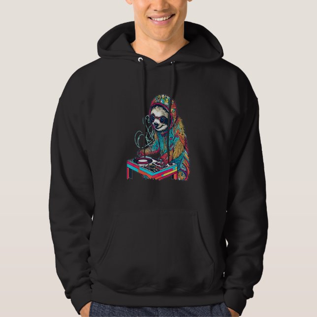 Techno Party Sloth Summer Music Festival Hoodie (Vorderseite)