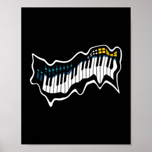 Techno Piano Funny EDM Music Rave Party Raver Musi Poster