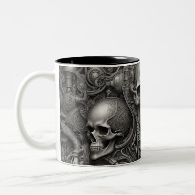 Techno skulls 025 zweifarbige tasse (Links)