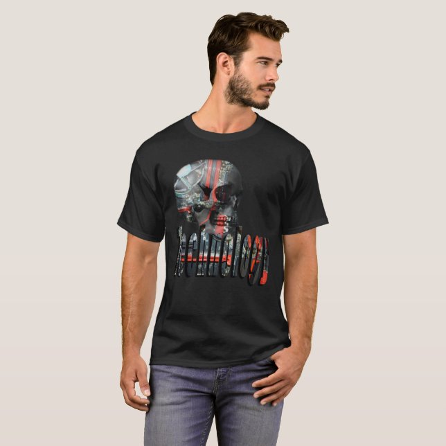 Technologie-Logo und Computerskull, T-Shirt (Vorne ganz)