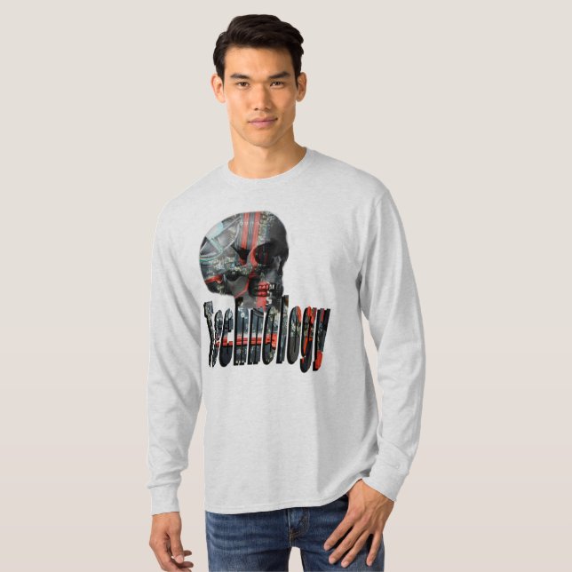 Technologie-Logo und Computerskull, T-Shirt (Vorne ganz)
