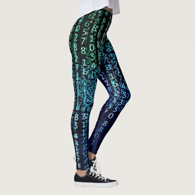 Technologie Matrix Binary Code Aqua Black Leggings (Rechts)
