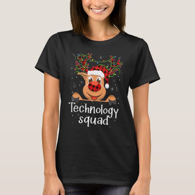 Technologieplattform Rentier Karierte Weihnachtsma T-Shirt (Vorderseite)