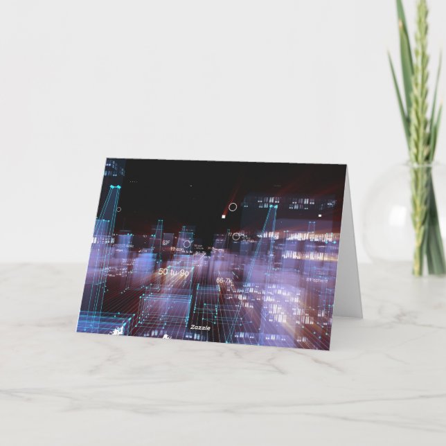 Technologisch-digitale Stadt Feiertagskarte (Rückseite)