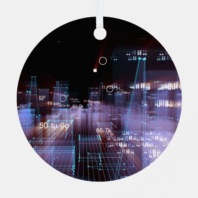 Technologisch-digitale Stadt Ornament Aus Metall (Rückseite)