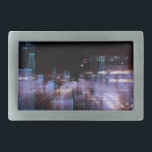 Technologisch-digitale Stadt  Rechteckige Gürtelschnalle<br><div class="desc">Abstrakte technologische digitale Stadt der Daten im Cyberspace,  Informationsspeicherung im Informationsraum</div>