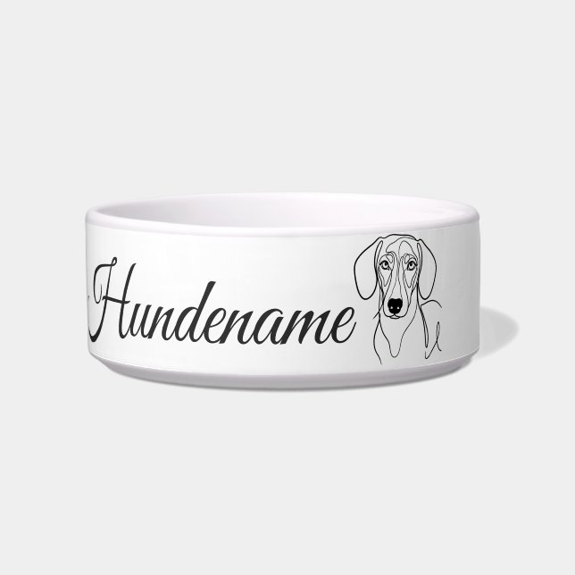 Teckel Minimalist Line Art personalized bowl Napf (Vorderseite)