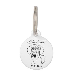 Teckel Minimalist Line Art Personalized Tag Haustiermarke