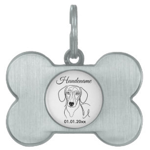 Teckel Minimalist Line Art Personalized Tag Tiermarke