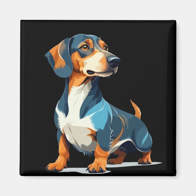 Teckel Vector Art mit lebhaften Farben Magnet (Vorne)