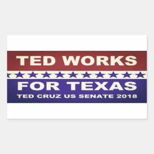 Ted arbeitet für Texas rot-weiß und blau Design. Rechteckiger Aufkleber