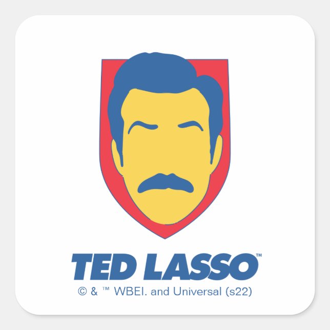 Ted Lasso | Face Icon Quadratischer Aufkleber (Vorderseite)