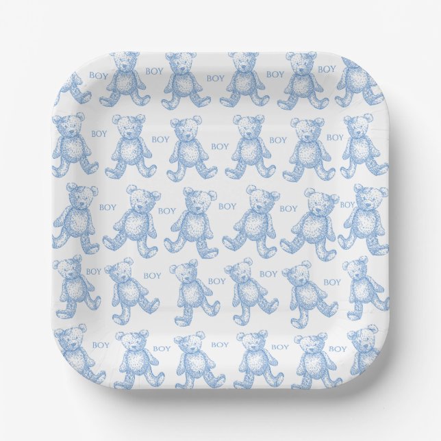 Teddy baby shower paper plates pappteller (Vorderseite)