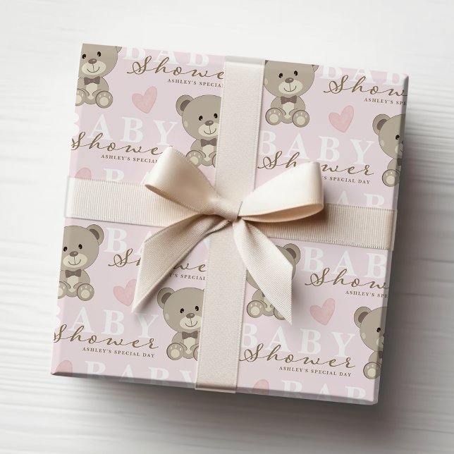 Teddy BABY SHOWER Pink Geschenkpapier (Von Creator hochgeladen)
