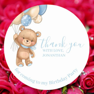 Teddy Balloons Glückwunsch zum Geburtstag Danke Bl Runder Aufkleber