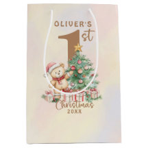 Teddy Bär 1. Weihnachten mit Baum und Geschenken