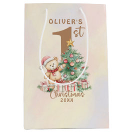 Teddy Bär 1. Weihnachten mit Baum und Geschenken Mittlere Geschenktüte