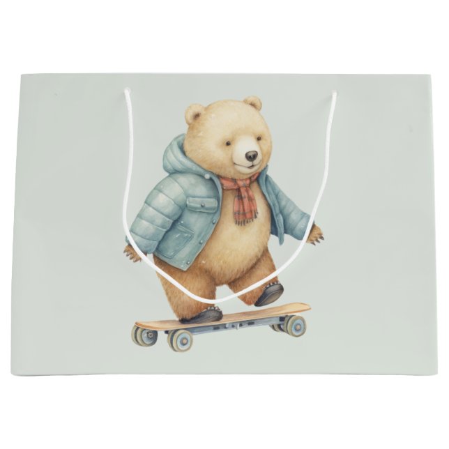 Teddy-Bär an Bord des Skate Große Geschenktüte (Vorderseite)
