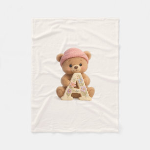 Teddy Bär Anfangsbuchstabe A Baby Mädchen Geschenk Fleecedecke