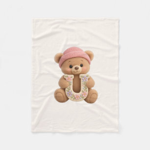 Teddy Bär Anfangsbuchstabe U Baby Mädchen Geschenk Fleecedecke