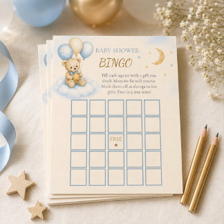 Teddy-Bär-Baby-Party-Bingo-Spielkarte Einladung