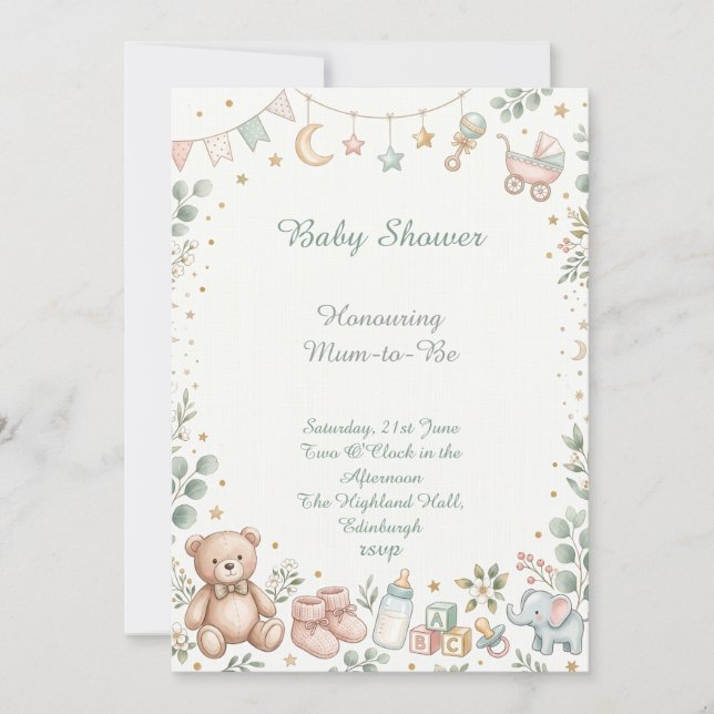 Teddy-Bär-Baby-Party Einladung (Vorderseite)