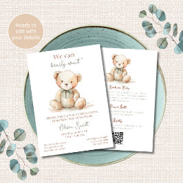 Teddy-Bär-Baby-Party-Einladung Alles in Einem QR Einladung