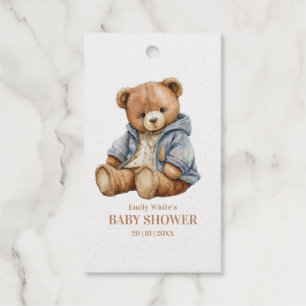 Teddy-Bär-Baby-Party-Einladung Kann kaum warten Geschenkanhänger