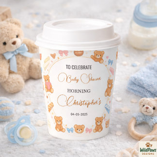 Teddy-Bär-Baby-Party Junge | Süßer blauer Bär Pappbecher
