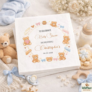 Teddy-Bär-Baby-Party Junge Süßer blauer Bär Serviette