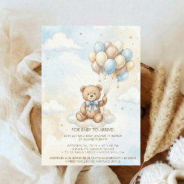 Teddy-Bär-Baby-Party mit braunen Salbeiballons Einladung