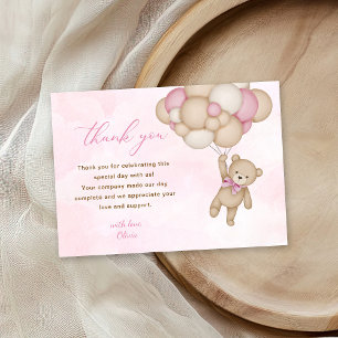Teddy-Bär-Baby-Party Rosa Dankeskarte