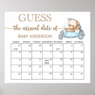 Teddy-Bär-Baby-Party-Vermutung-Datums-Kalender Poster