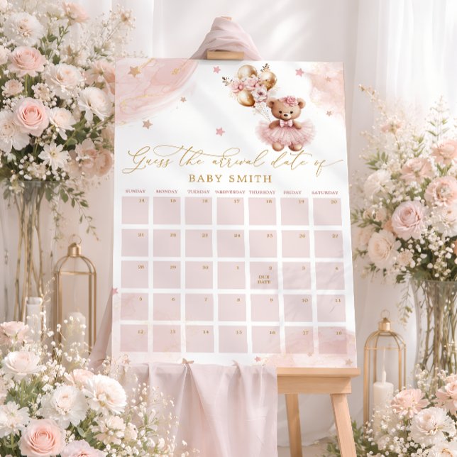 Teddy-Bär-Baby-Party-Vorhersage-Termin-Kalender Poster (Von Creator hochgeladen)