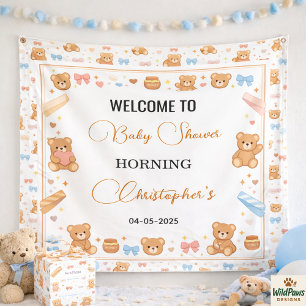 Teddy Bär Baby Shower Junge Süßer blauer Bär Banner