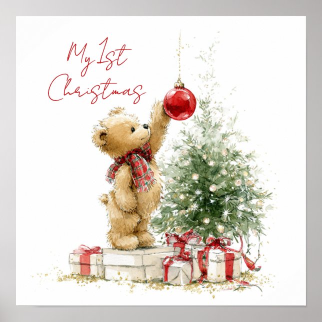 Teddy Bär Baby's erstes Weihnachten  Poster (Vorne)