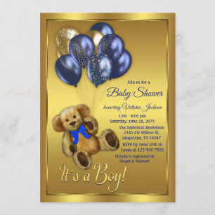 Teddy-Bär-Ballon-Baby-Shower-Einladung Einladung