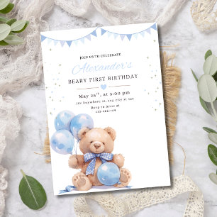 Teddy-Bär-Ballon-Geburtstags-Einladung, Beary Firs Einladung