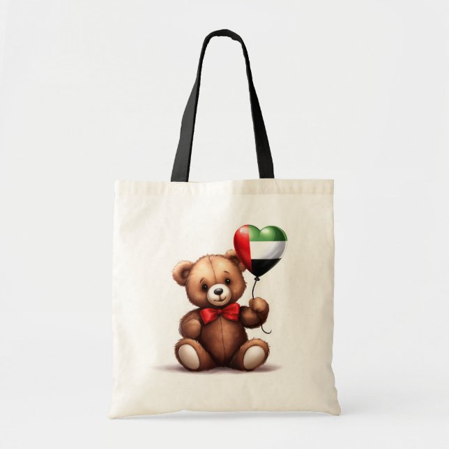 Teddy Bär & Ballon mit der Flagge der VAE. Tragetasche (Vorne)