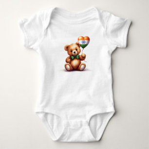 Teddy Bär & Ballon mit der indischen Flagge. Baby Strampler