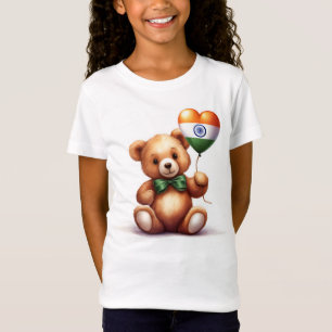 Teddy Bär & Ballon mit der indischen Flagge. T-Shirt