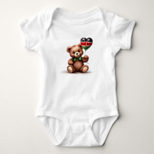 Teddy Bär & Ballon mit der kenianischen Flagge. Baby Strampler