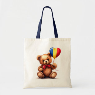 Teddy Bär & Ballon mit der rumänischen Flagge. Tragetasche