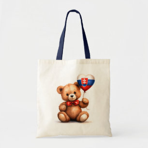 Teddy Bär & Ballon mit der slowakischen Flagge. Tragetasche