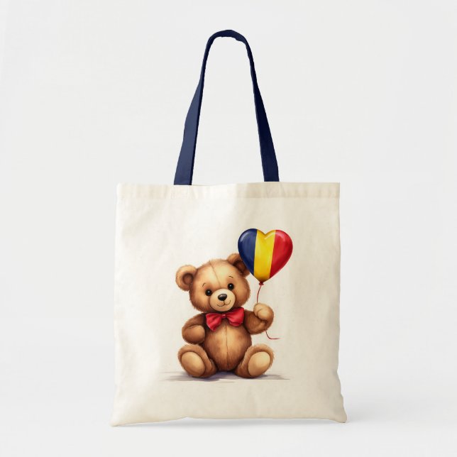 Teddy Bär & Ballon mit der tschadischen Flagge. Tragetasche (Vorne)