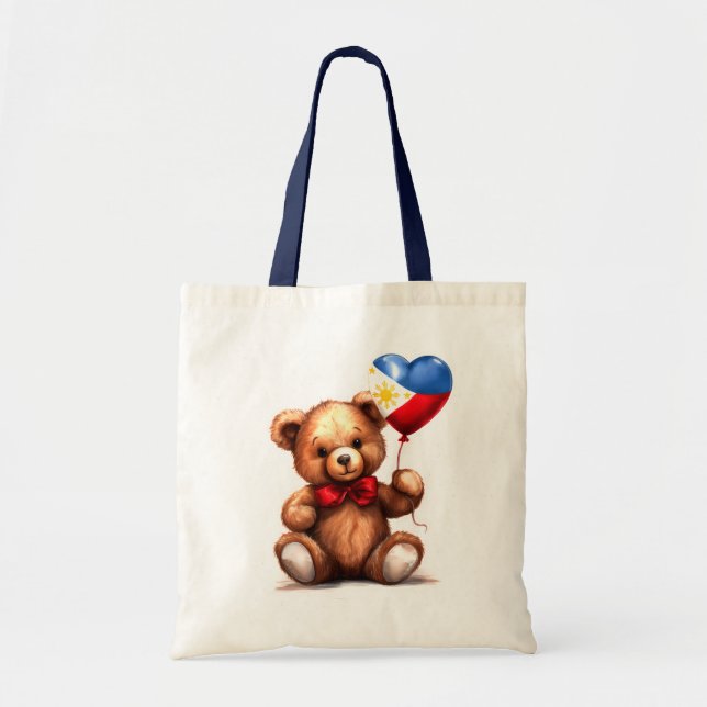 Teddy Bär & Ballon mit philippinischer Flagge. Tragetasche (Vorne)